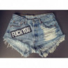 FUCK YOU High waisted denim shorts Levi studded distressed