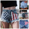 Levi high waisted denim shorts American flag distressed ripped frayed