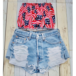 Vintage ripped jeans and american flag Combo