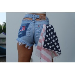 American Flag high waisted totally destroyed and ripped
