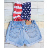 Vintage roll up jeans and american crop top combo