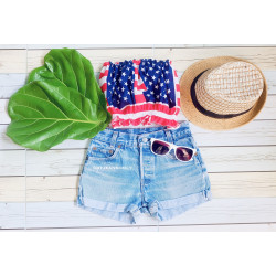 Vintage levis denim shorts with American flag crop top