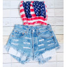 vintage denim - ripped and studded jeans shorts