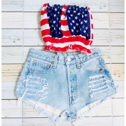 usa shredded and ripped use flag shorts combo