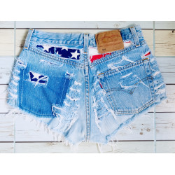 copy of vintage denim - ripped and studded jeans shorts