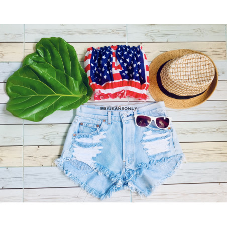 have ripped vintage denim shorts American flag combo