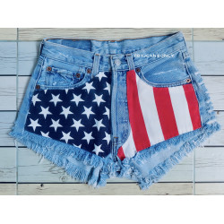 American flag denim shorts and USA crop top